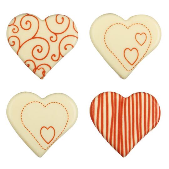 Srdce s červeným dizajnom – 4 motívy – 75 ks